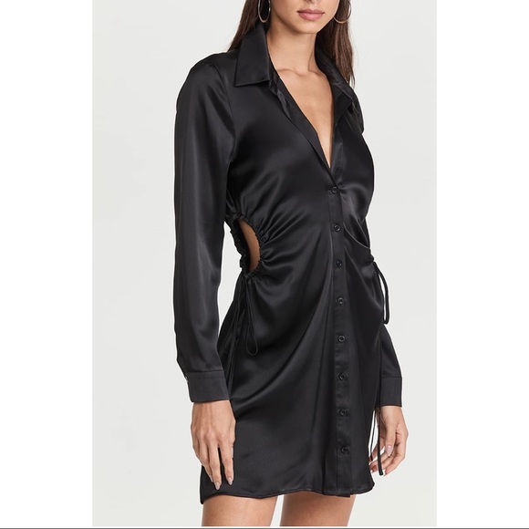 NWT Wayf Black Button Down Shirt Dress with Side Cutouts size Medium - Picture 1 of 12